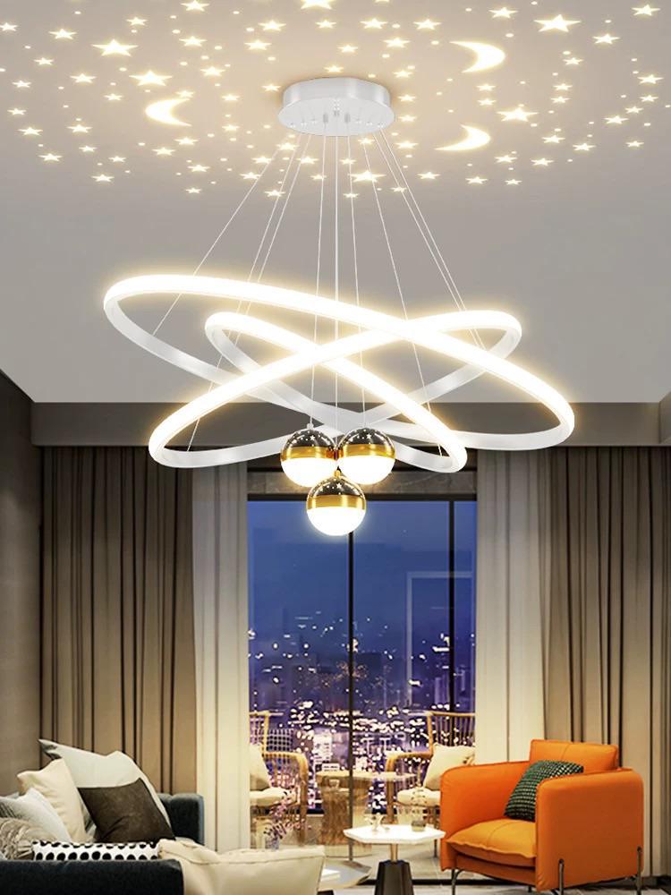 Zhongshan living room chandelier Nordic light luxury creative gypsy chandelier modern simple starry sky projection restaurant chandelier