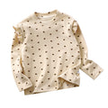 Girls' fall/winter floral print undershirt - girls' flutter sleeve autumn t-shirt - versatile trendy flutter sleeve undershirt for little girls