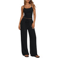 European and american cross-border  foreign trade y2 women's  casual set - solid color camisole and wide-leg pants 2-piece outfit