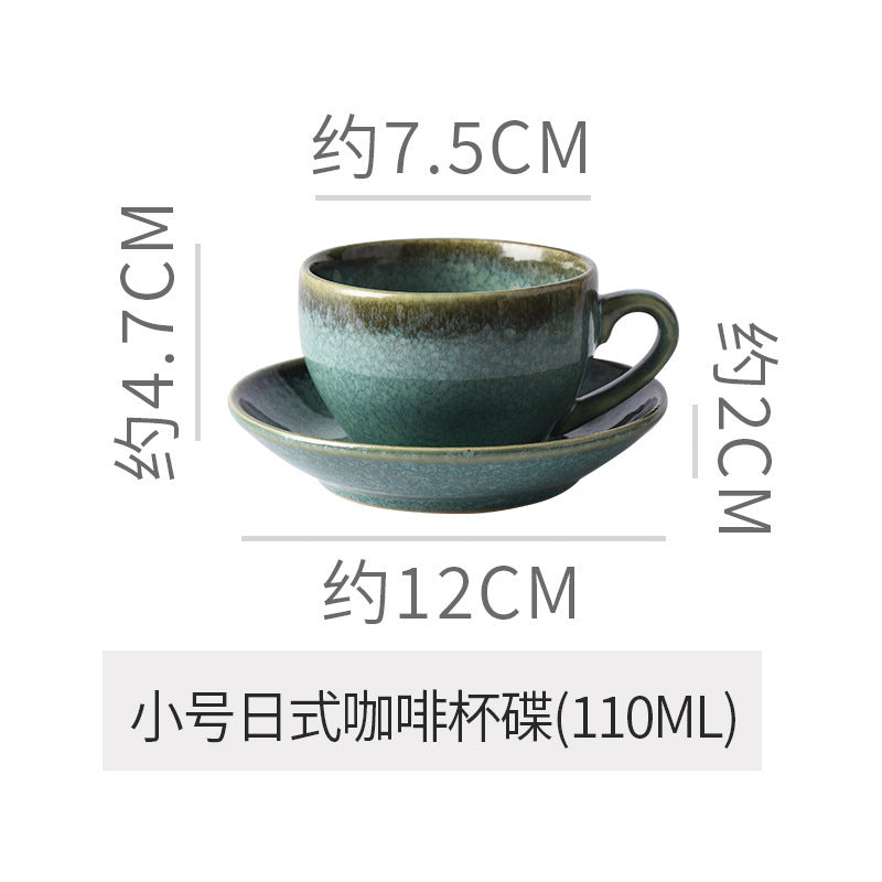 Vintage kiln-ware ceramic coffee cup and saucer set - exquisite, unique design for office afternoon tea or milk