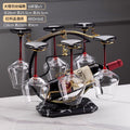Black bow tie wine glass 460ml + marble pattern peaceful deer wine rack