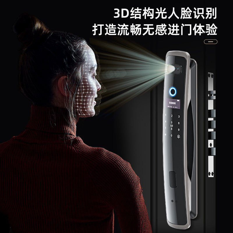 3d face recognition fingerprint door lock, entry door fully automatic password lock, electronic lock, customized new chinese style