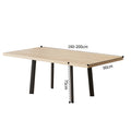 Factory direct customizable modern nordic rectangular dining table - minimalist extendable iron frame wood grain table for home use