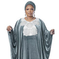 Solid color batwing sleeve velvet embroidered v-neck robe dress - cross-border sourcing, women's clothing,  new arrivals, african sourcing