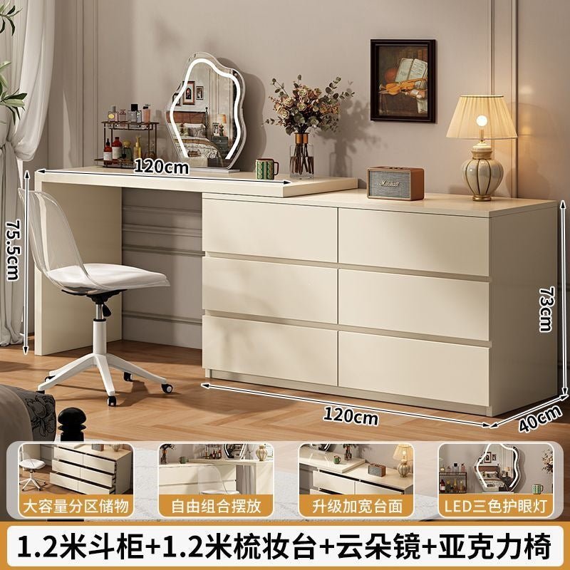 French cream style bedroom vanity table all-in-one chest of drawers dressing table bed end storage cabinet corner table small apartment with drawers