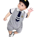 Summer baby super stylish korean academy style romper - unisex baby boy/girl cool & fashionable short sleeve gentleman style crawling suit