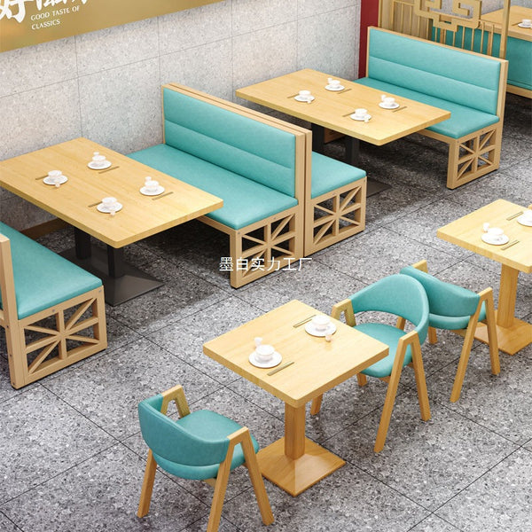 Sofa Card Seat Table and Chair Combination Restaurant Snack Hotel Milk Tea Shop Dessert Shop Cafe Hamburg Shop Commercial Table and Chair