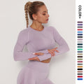 Clearance: european and american influencer-style seamless yoga top - long sleeve, high-stretch, ruched body shaper, long sleeve fitness yoga top