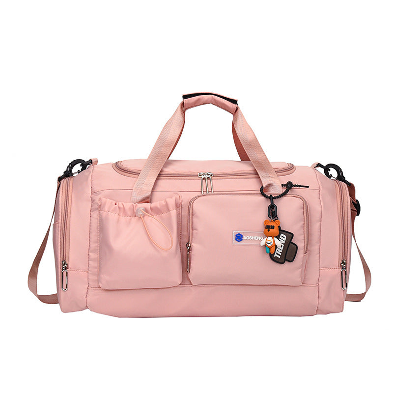Oxford cloth sports multi-pocket fitness bag, light portable short-distance travel bag can be put on a tie rod duffel bag.