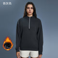 Fall and winternew arrival half-zipfleece-linedthickened stand collarsweatshirt women's casuallooseeasiest for matchheattechtopsd25154