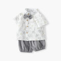 Baby summer outfit set: trendy cartoon animal print shirt & cute casual pants - korean style two-piece set for boys