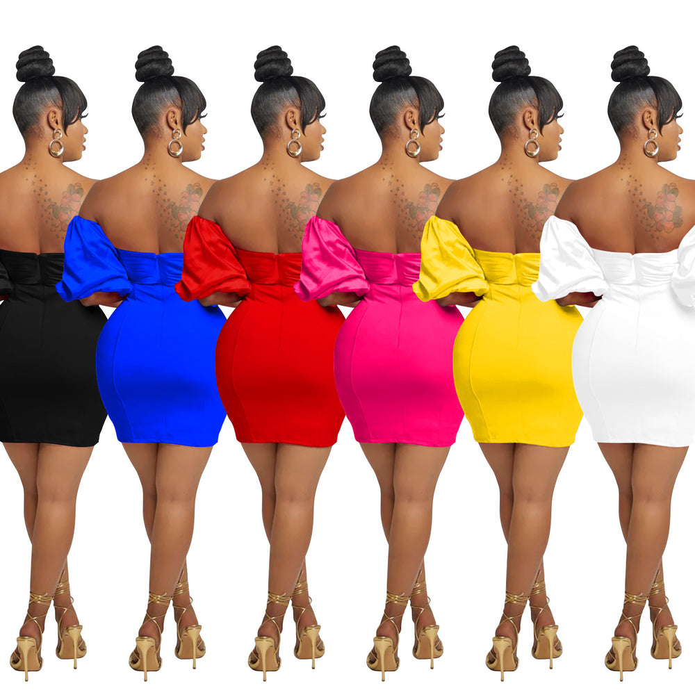 C6720 cross-border   fashion women's solid color short sleeve ruched backless mini dress