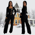 C7201 cross-border   fashion women's long-sleeve arm-hugging pants slim-fit solid color jumpsuit