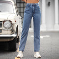 Pre-sale 20097#  cross-border women's fashion european and american retro fashion high waist denim straight pants
