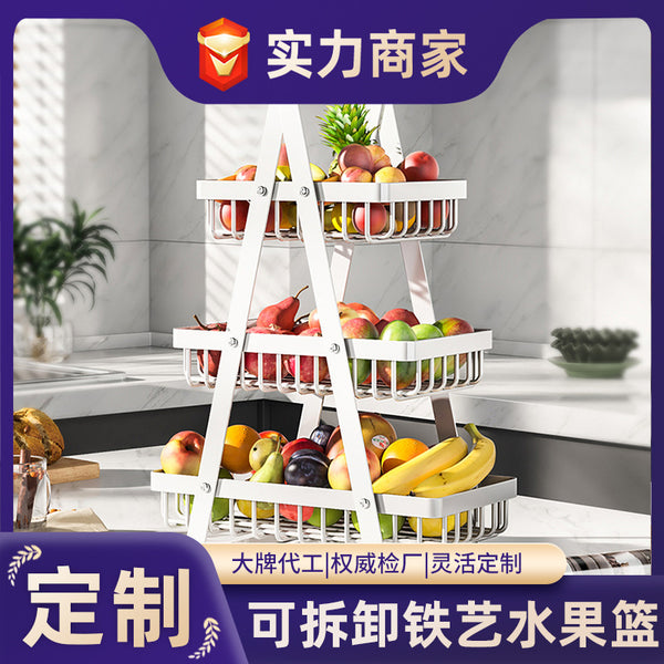 Factory custom kitchen rack countertop vegetable hand basket multi-layer storage basket living room fruit storage shelf