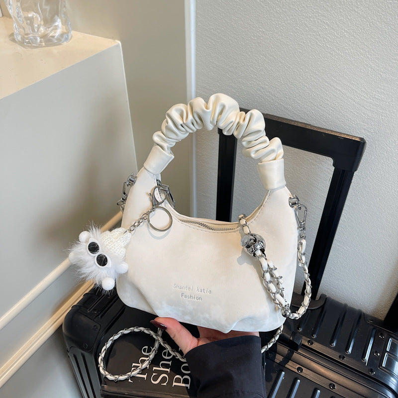 Cross-border high-end niche bag women's summer 2025 new chain shoulder messenger bag women's portable crescent bag