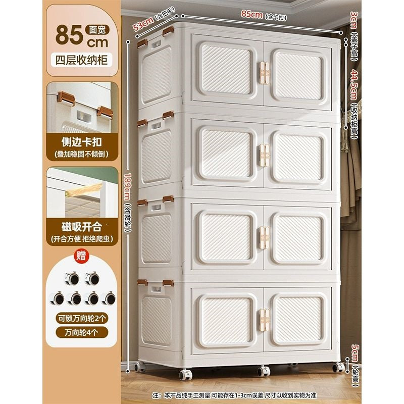 Foldable storage cabinet - no assembly required, extra thick, large capacity wardrobe, perfect for rentals, open-door design, ideal for baby snacks and miscellaneous items