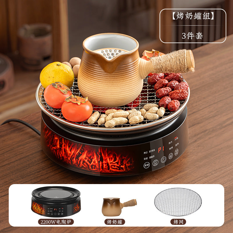 Full screen imitation charcoal electric ceramic stove tea making set glass teapot health tea stove indoor tea making equipment