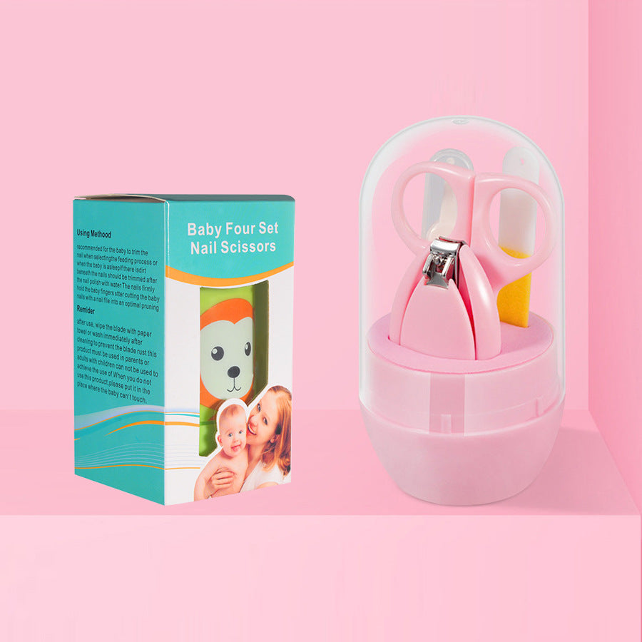 English Boxed Baby Nail Scissors Set Baby Manicure Clipper 4-piece Set Anti-Clip Nail Clipper Manicure Tool