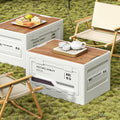 Collapsible storage box for outdoor camping, car trunk, and multi-purpose use - wooden lid organizer