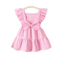 summer girls' tank top pink big bow flutter sleeve dress kids sweet sleeveless dress children's clothing in stock