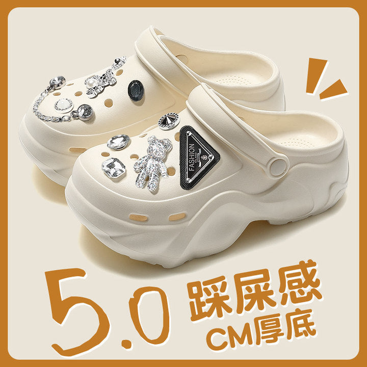 Women's clogs summer outdoor wear 2026 new eva beach seaside non-slip anti-odor thick sole height increasing sandals