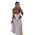 European and american cross-border women's fashion:  summer new arrival - elegant, heavily embellished beaded and sequined sleeveless top with pleated skirt set