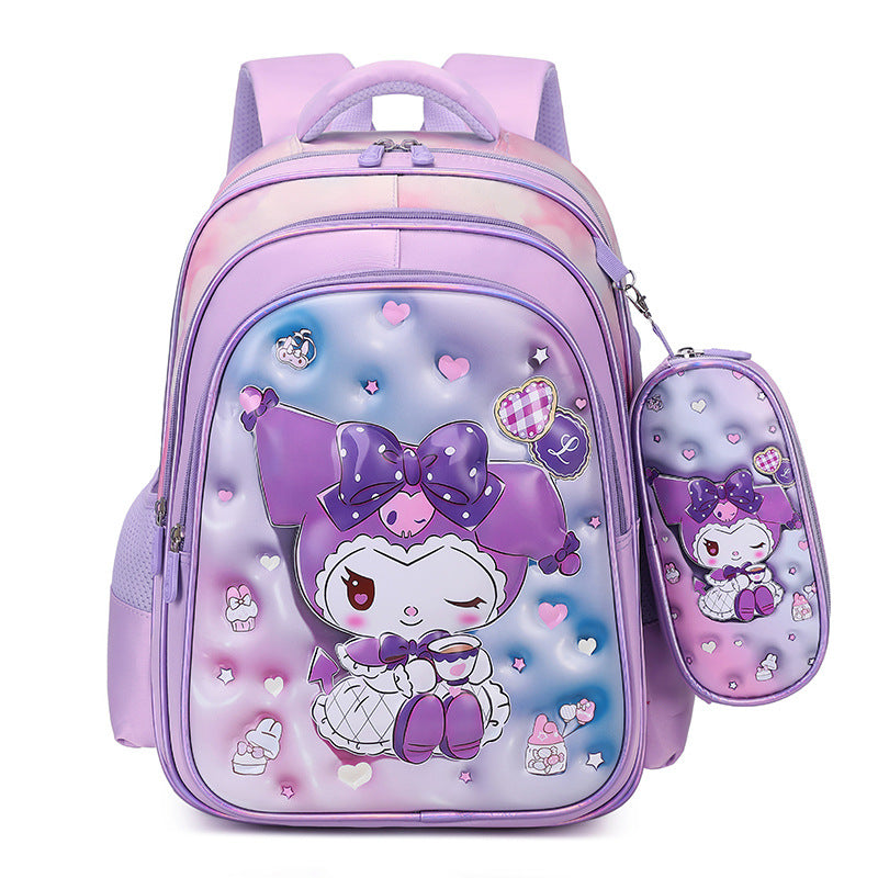 Ready-to-ship cross-border backpack set for grades 3-6. this two-piece backpack features a textured, glossy 3d leather design, perfect for elementary school students and designed to reduce the burden of carrying books