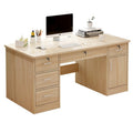 Office desk with lock, workstation with drawers, desk and chair set for employees, home desktop minimalist computer desk