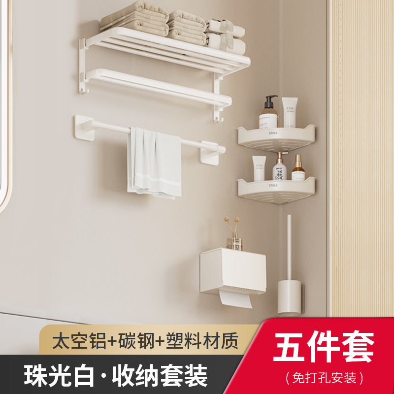 White bathroom rack No punching toilet Suction cup Wall-mounted toilet Wash table Storage corner triangular basket