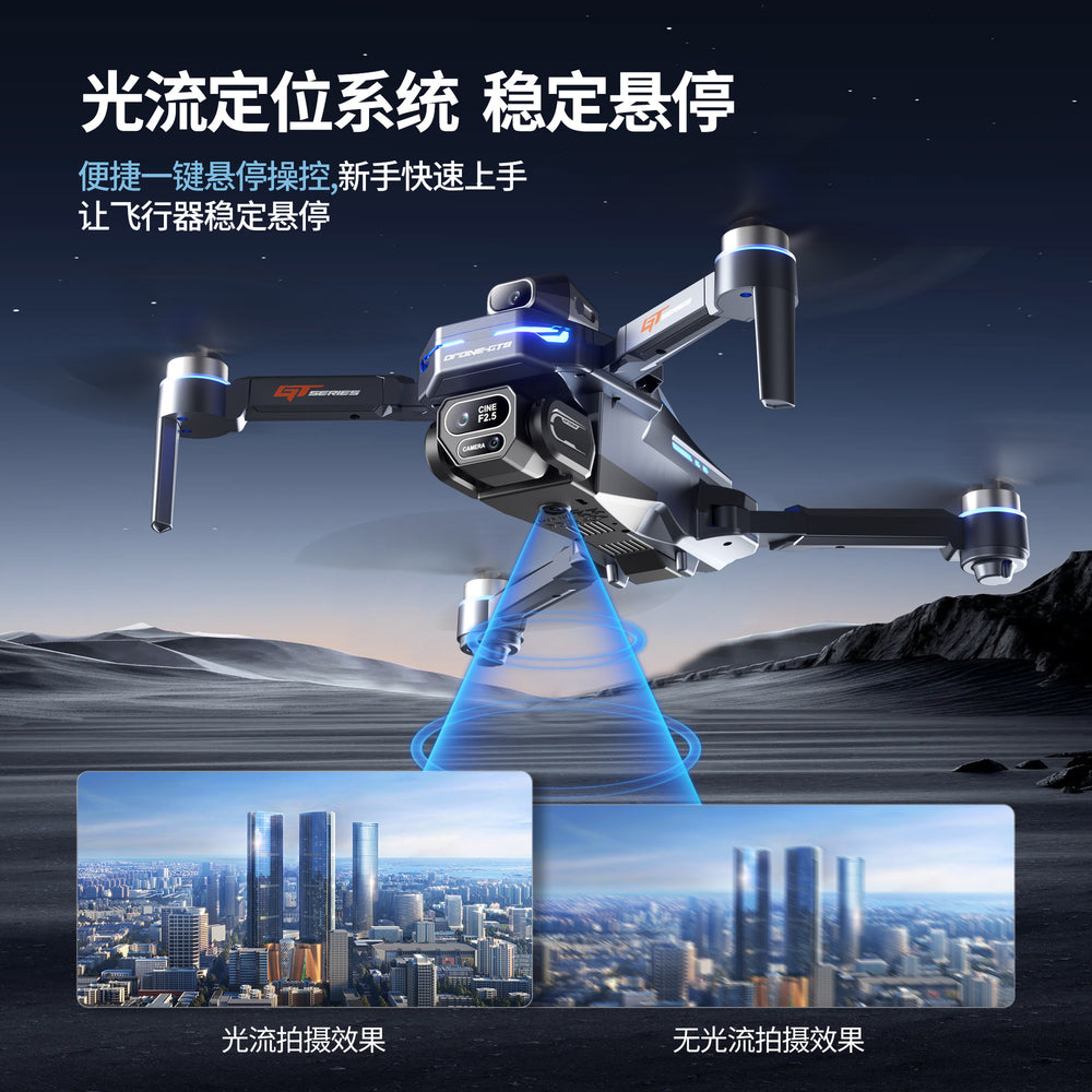 Gt8 brushless drone with triple camera, long-range aerial photography, battery level indicator, and extended flight time remote control aircraft