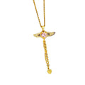 Hot-selling cupid angel wing tassel heart titanium steel necklace - premium, lightweight luxury, unique design, zircon-embellished sweater chain jewelry