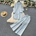 Lazy style casualsuit female k-stylefashionloose medium longlong sleevesshirtdresshigh waistloose pants