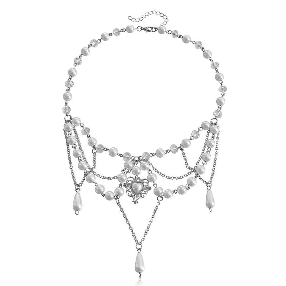 Pearl sweater chain wholesale european and american cross-border cross necklace punk multi-layered wearing light luxury niche clavicle chain for women