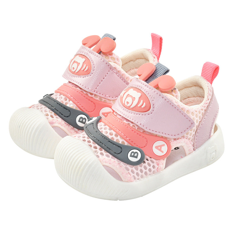 Baby sandals for girls, summer first walker shoes, 0-1-2 years old infant anti-slip soft sole mesh shoes for babies and toddlers, boys' shoes