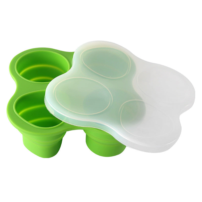 Silicone ice cube mold 4-cavity with folding lid, diy ice cream mold for home use, kids' silicone food supplement container