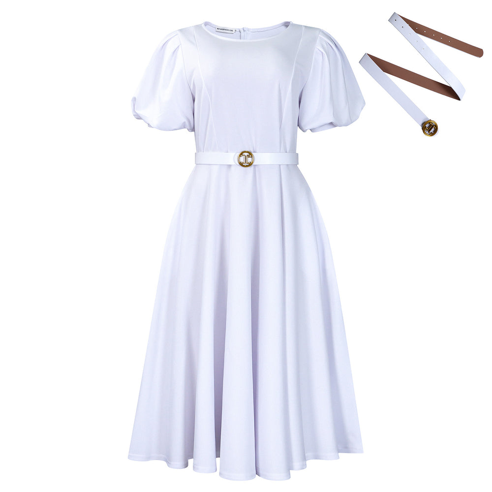 Q124export women's clothing  summer short sleeve round neck high waist large skirt mid longexportplus size african dress