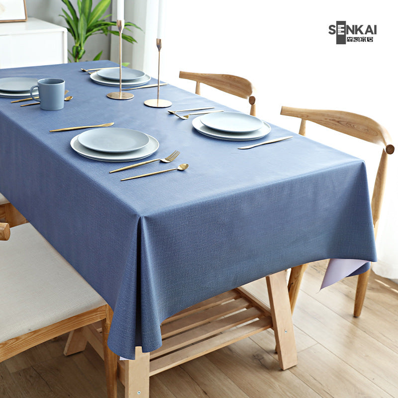 Solid color dining table tablecloth waterproof and oil-proof modern simple PVC tablecloth, leave-in coffee table table countertop cover wholesale