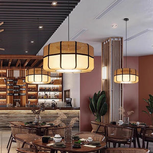 Dining room chandelier new chinoiserie catering restaurant hot pot restaurant hotel japanese style retro b&b living room fabric wabi-sabi windproof