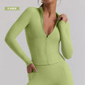 European and american new long-sleeve cardigan yoga top, women's activewear workout jacket, tummy control shaping top, outdoor casual wear