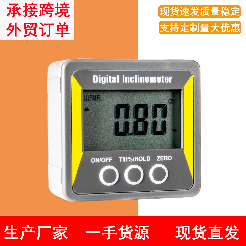 Mini electronic digital display inclinometer 4 * 90 slope level protractor, magnetic angle ruler tilt box wholesale