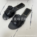 Za 2023 spring new women's square toe criss-cross flat sandals - minimalist, versatile, outdoor slides for women