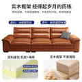 Vintage oil wax leather sofa - living room light luxury, small apartment, home use, straight row 3-seater/4-seater sofa