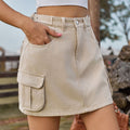 Wish european and american cross-border export women's clothing  independent station new arrival washed elastic waist workwear short skirt skirt
