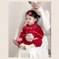 Spring & fall festive men's and women's 100-day first birthday khaki baby clothes chinoiserie formal wear one-piece baby onesie super