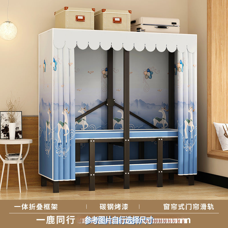 Stereo folding wardrobe, installation-free cloth wardrobe, for home bedroom, strong and durable, simple wardrobe, steel frame storage wardrobe