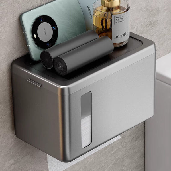 Toilet tissue box non-punching roll paper holder bathroom waterproof with cover tissue box paper drawing toilet wall hanging toilet
