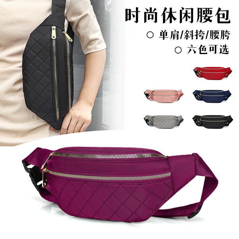 Foreign trade new diamond fashion breast bag outdoor sports versatile mobile phone fanny pack large capacity casual shoulder messenger bag