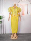 African plus size women's skirt suit cross-border export  new rhinestone patchwork two-piece dress