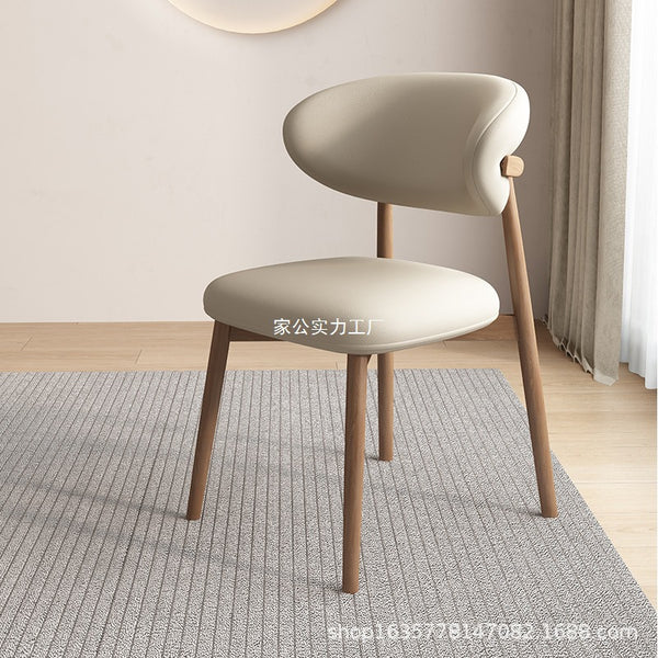 Nordic Modern Simple Solid Wood Dining Chair Home Restaurant Hotel Chair Light Luxury Soft Bag Back Chair Croissant Chair
